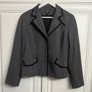 VTG Louben for Laura Petites Sz 8 Lounge Blazer with Black Trim Single Breasted